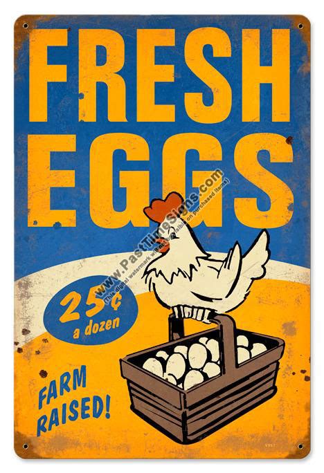 Fresh Farm Eggs Vintage Metal Sign