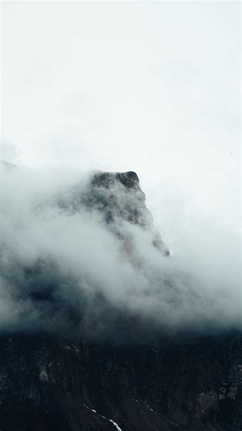 Download Wallpaper 1350x2400 Fog Mountains Peak Rock Iphone 876s