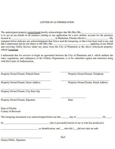 Authorization Letter For Land Use