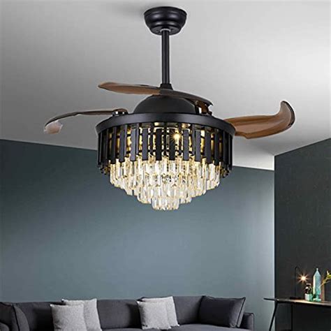 Indoor Fandelier Crystal Ceiling Fan Chandelier With LED Light And