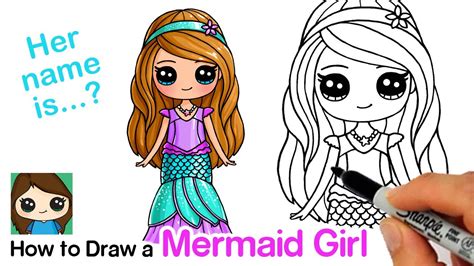 How To Draw A Mermaid Cute Girl Easy