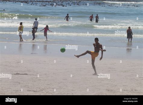 African People On Melkbosstrand Beach Near Cape Town South Africa