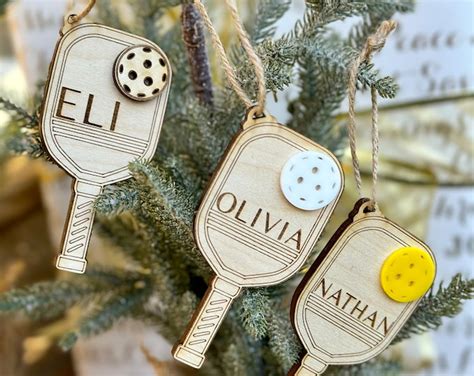 Pickleball Ornament Gold With Poinsettia Etsy