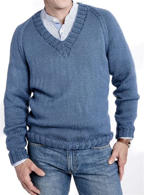 Free Knitting Pattern For V Neck Pullover Mens Knit Sweater Pattern