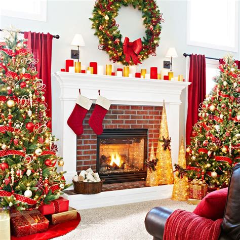 Christmas Trees Flanking Fireplace Holidays Pinterest