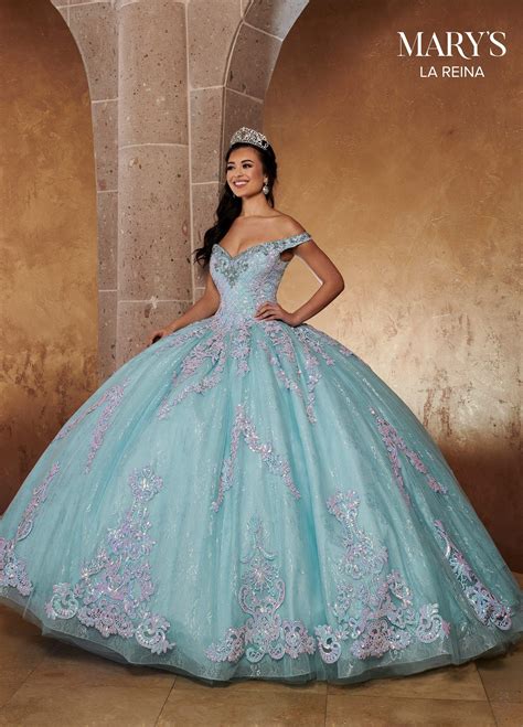 Applique Off Shoulder Quinceanera Dress By Mary S Bridal Mq2119 20w Iridescent Ligh… In 2021