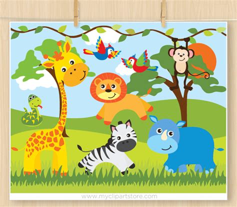 Safari Animals Clipart 1 Premium Vector Clip Art By