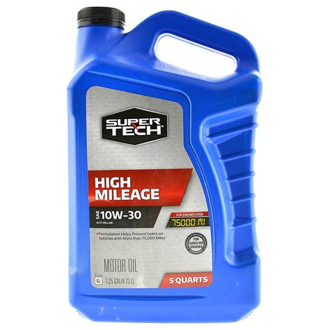 Super Tech High Mileage Sae 10w 30 Motor Oil 5 Quarts