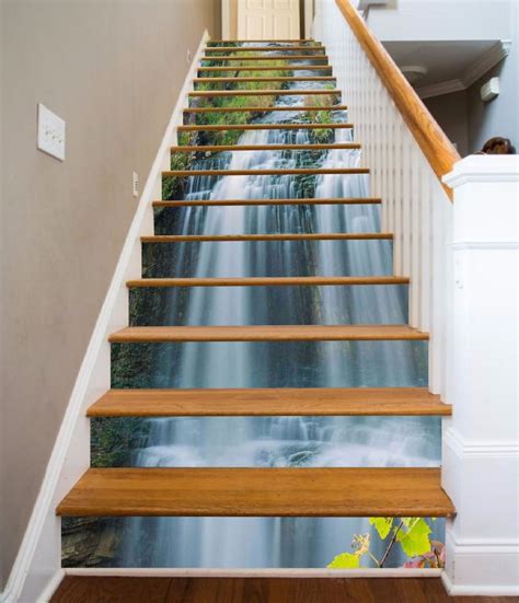 3d River Waterfall Stair Risers Decoration Photo Mural Vinyl Decal