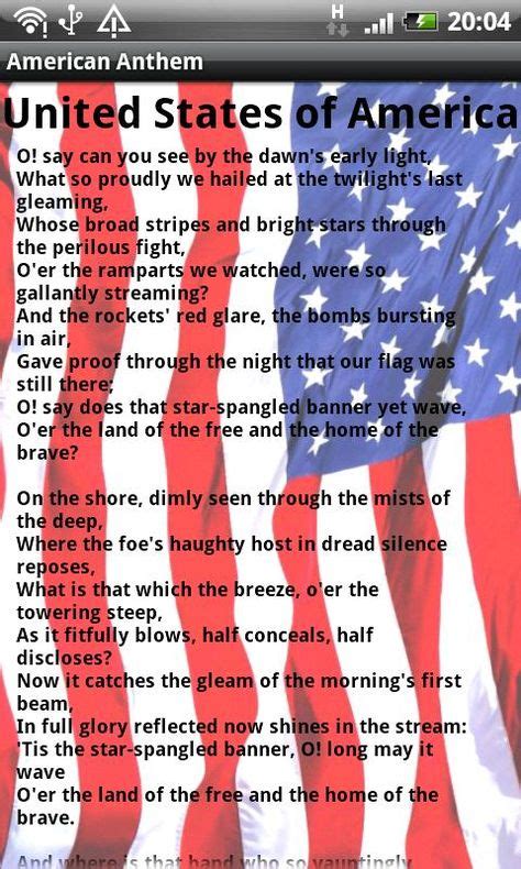 American Anthem Verses American National Anthem With Images