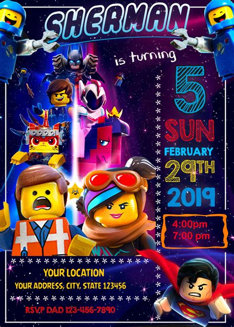 The Lego Movie 2 Birthday Party Invitation Amazing Designs Us