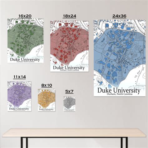 Colored Campus Map Of Duke University And All Its Roads Etsy