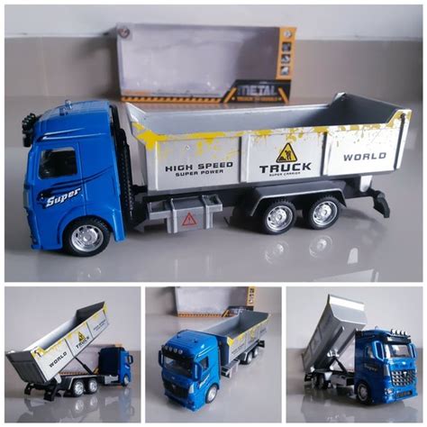 Jual Diecast Dump Truck Uk Besar Alloy Mainan Miniatur Mobil Truk