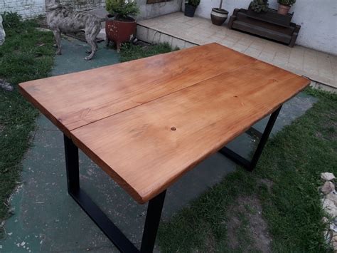 Mesa Hierro Y Madera Tablon!! - $ 8.500,00 en Mercado Libre