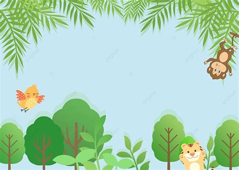 ジャングルのシンプルなかわいい漫画の動物の背景イラスト 密林 素敵な 動物背景壁紙画像素材無料ダウンロード Pngtree