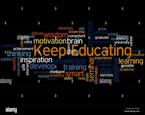 Keep Educating Word Cloud Concept On Black Background Stock Photo Alamy