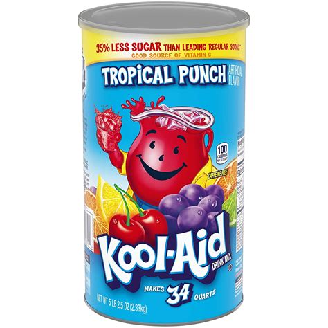 Kool Aid Tropical Punch Powdered Drink Mix 5lb 25oz Canister