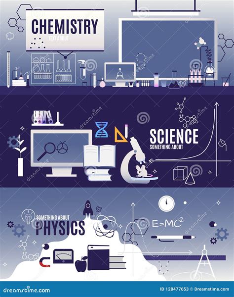 Banner Horizontal Vector Flat Courses In Physics Chemistry Scientific