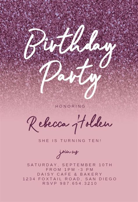 Pink Birthday Invitation Template Free