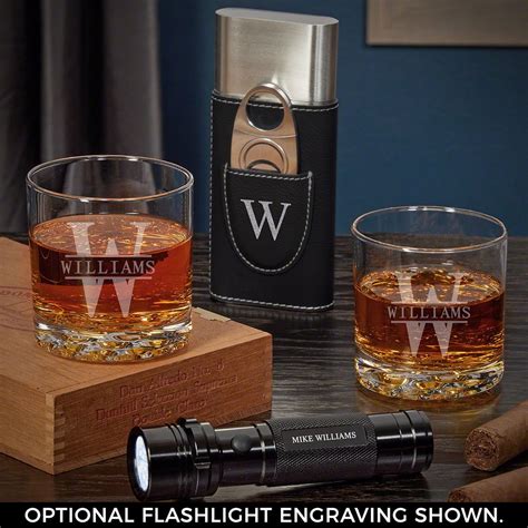 oakmont personalized buckman whiskey glasses and cigar case etsy