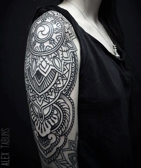 Ornamental Mandala Half Sleeve Tattoo By Alextabuns Mandala Sleeve Tattoos Are Extraordinary
