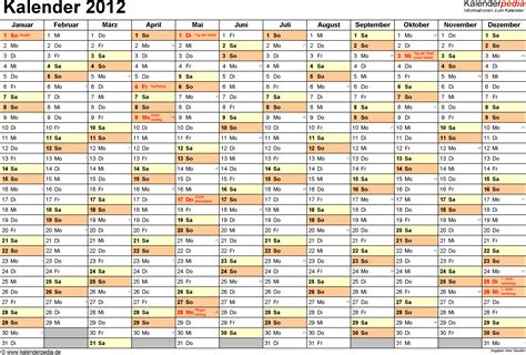 Kalender 2012 Zum Ausdrucken Excel Vorlagen In 11 Varianten Kostenlos