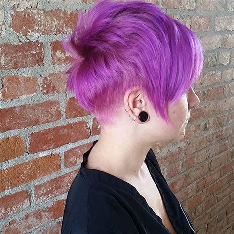 Colored Short Pixie Cut Purple Pixie Haircut With Bangs Hairstyles