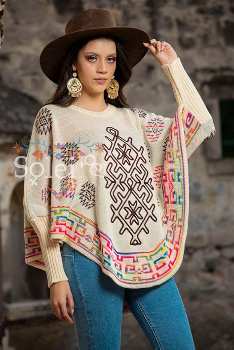 Artisanal Mexican Poncho Mexican Poncho With Sleeves Mexican Etsy