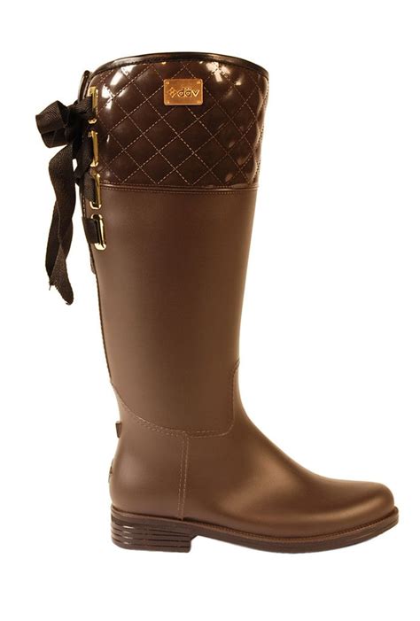 Quilted Eve Solid Brown Däv Boots Rain Boots Women Rain Boots