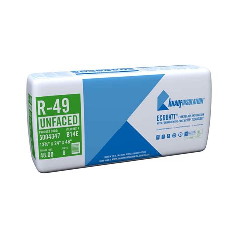 Knauf Insulation R 49 Ecobatt Unfaced Fiberglass Insulation Batt 13 34