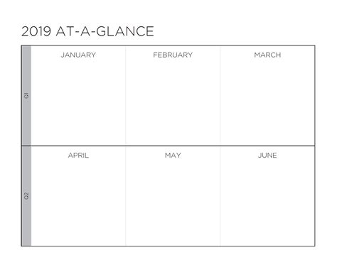 2019 Year At A Glance Planner Template Printable At A Glance Planner