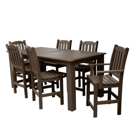 Highwood The Lehigh Collection 7 Piece Brown Frame Bar Height Patio Set