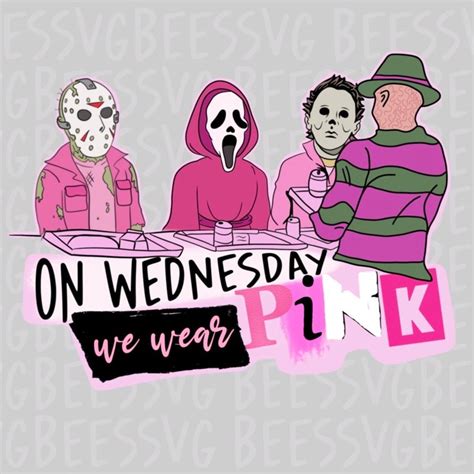 Mean Girls On Wednesday We Wear Pink Halloween Freddy Jason Etsy