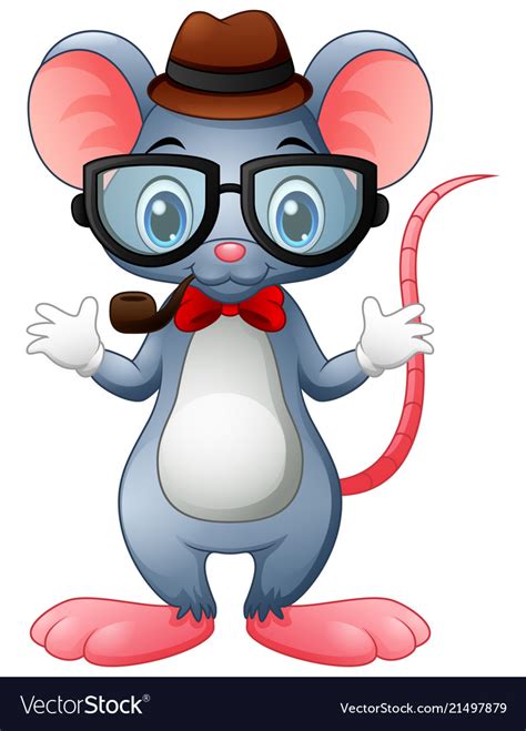 Funny Mouse Hipster With Glasses And Bow Tie Vector Image