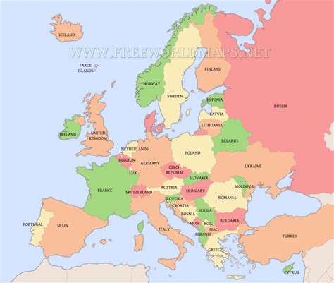 Map Of Europe Political Pertaining To Printable Political Map Of