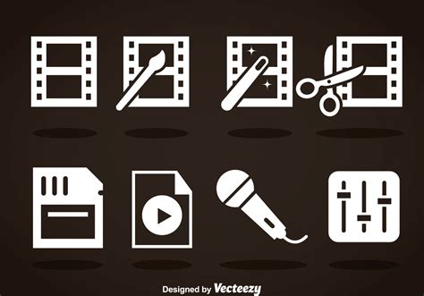 Video Editing White Icons 111077 Vector Art At Vecteezy