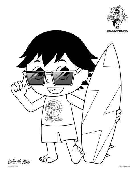 High quality coloring page characters 5. Ryan's World Coloring Fun! - Kensington