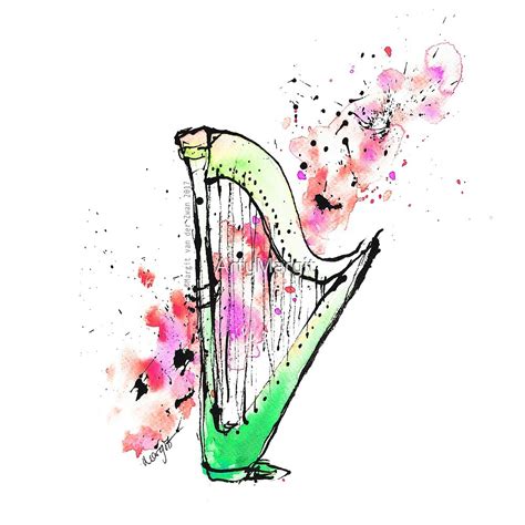 Harp Colourful Original Artwork By Artymargit Redbubble