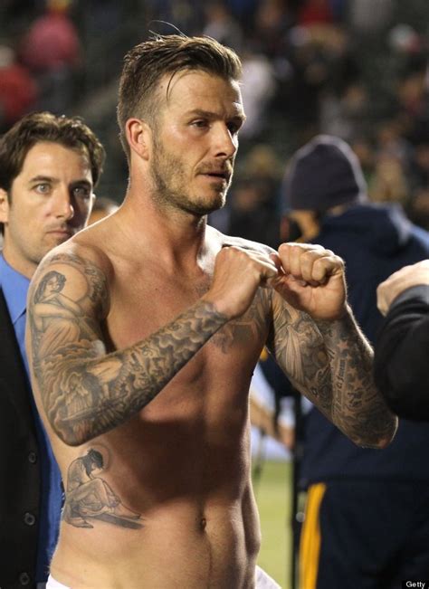 David Beckham Goes Shirtless After La Galaxy Game Then Heads To Basketball Match With Cruz