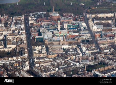 Aerial View Of Central London With Royal Albert Concert Hall South