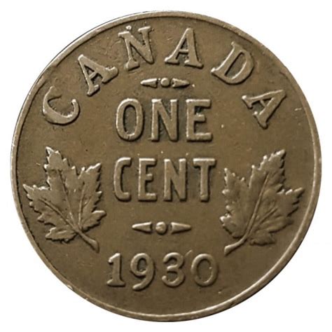 1930 Canadian 1 Cent Small Penny Coin F Grade