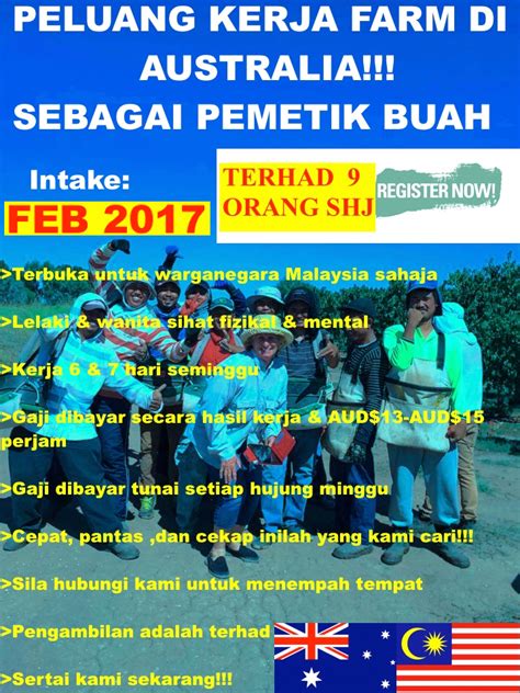 Tawaran kerja khas untuk warganegara malaysia (malay,chinese,indian&i/c holder only).masih ada 6 kekosongan. KERJA DI AUSTRALIA OFFICIAL