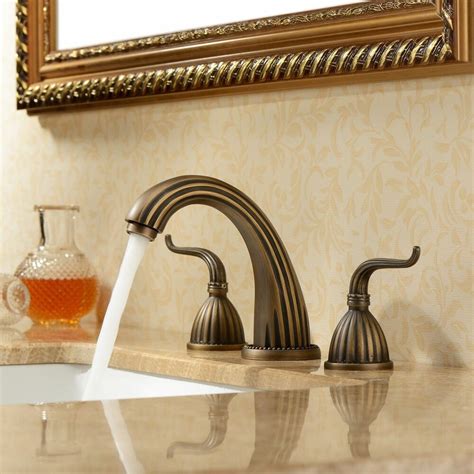 Bathroom faucet, basin faucet mixer tap. Antique Copper Widespread Bronze Bathroom Sink Basin ...
