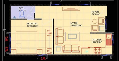 Studio Apartment Interior Floor Layout Dwg Plan Plan N