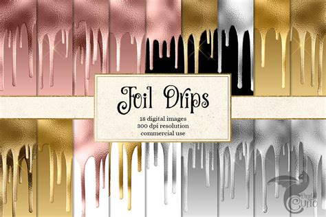 Foil Drips Digital Paper By Digital Curio Thehungryjpeg