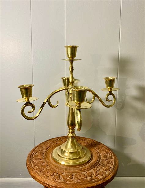 Brass Candelabra 4 Arm 5 Light Vintage Candelabra Etsy