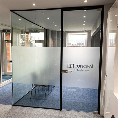 Single Glazed Wall Partition With Slimline Aluminium Framed Glass Door Cubicle Design Glass