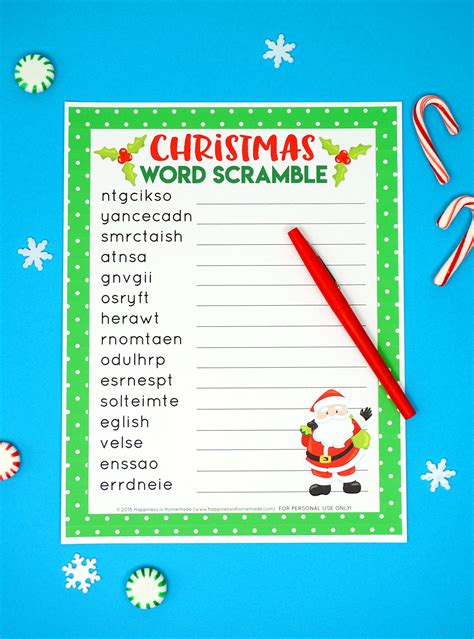 Christmas Word Scramble Free Printable Printable Word Searches