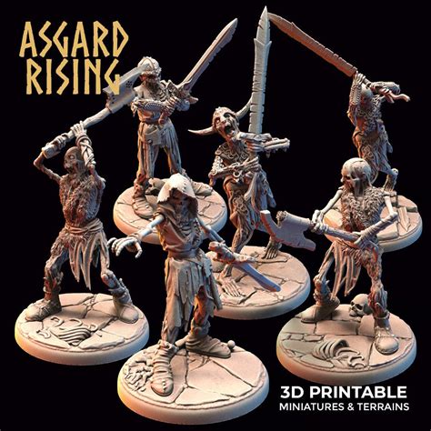 3d Printed Asgard Rising Draugr Undead Skeleton Warriors Set 28mm