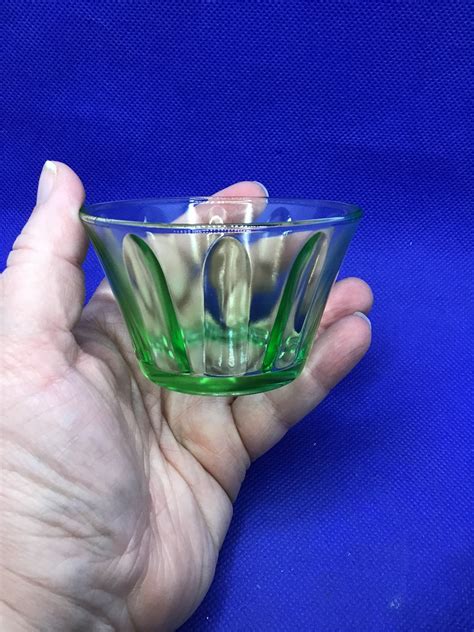 Vintage Hazel Atlas Style Custard Cup Uranium Vaseline Glass Etsy